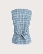 Sleeveless Blue Plaid Tank Top