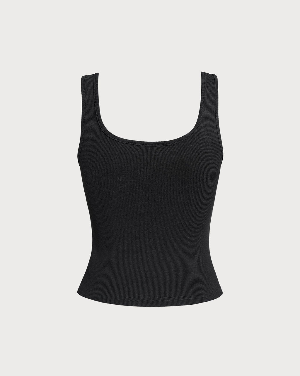 Black Ribbed Knit V-Neck Tank Top