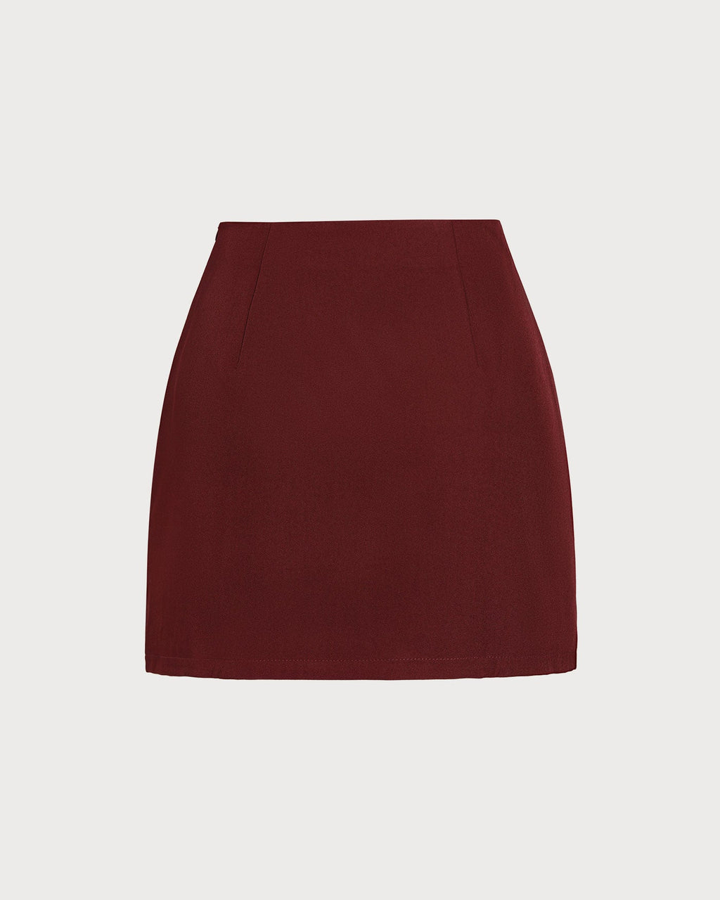 Wine Red Natural Waist A-Line Mini Skirt
