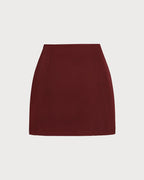 Wine Red Natural Waist A-Line Mini Skirt