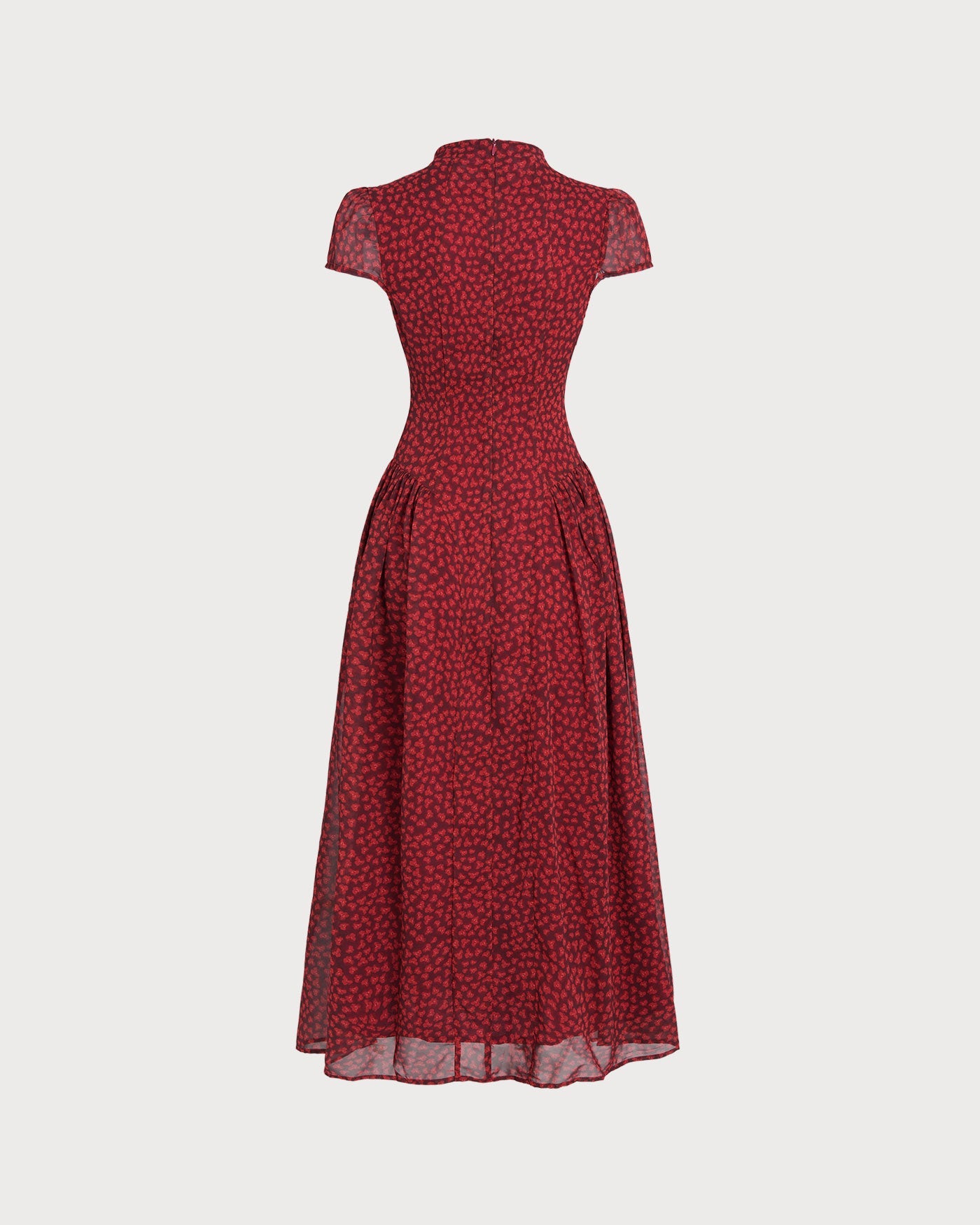 Floral Maxi Dress with Red Cap Sleeves
