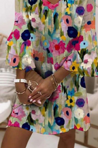 Tabithea | Florales V-Ausschnitt Kleid