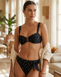 Polka Dot Bandeau Bikini Set in Black