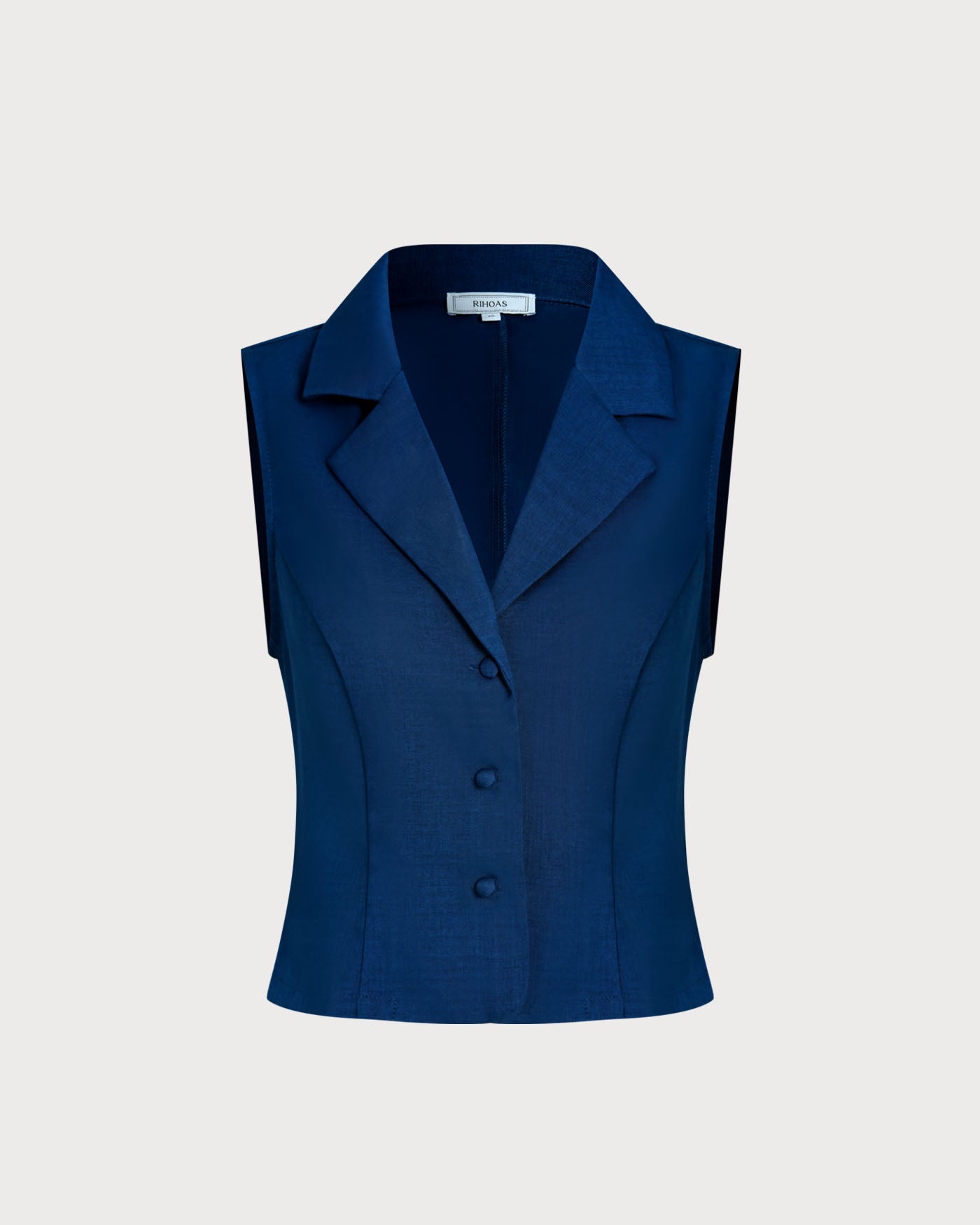 Blue Single-Breasted Collared Vest