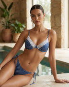 Blue Polka Dot Underwire Bikini Ensemble