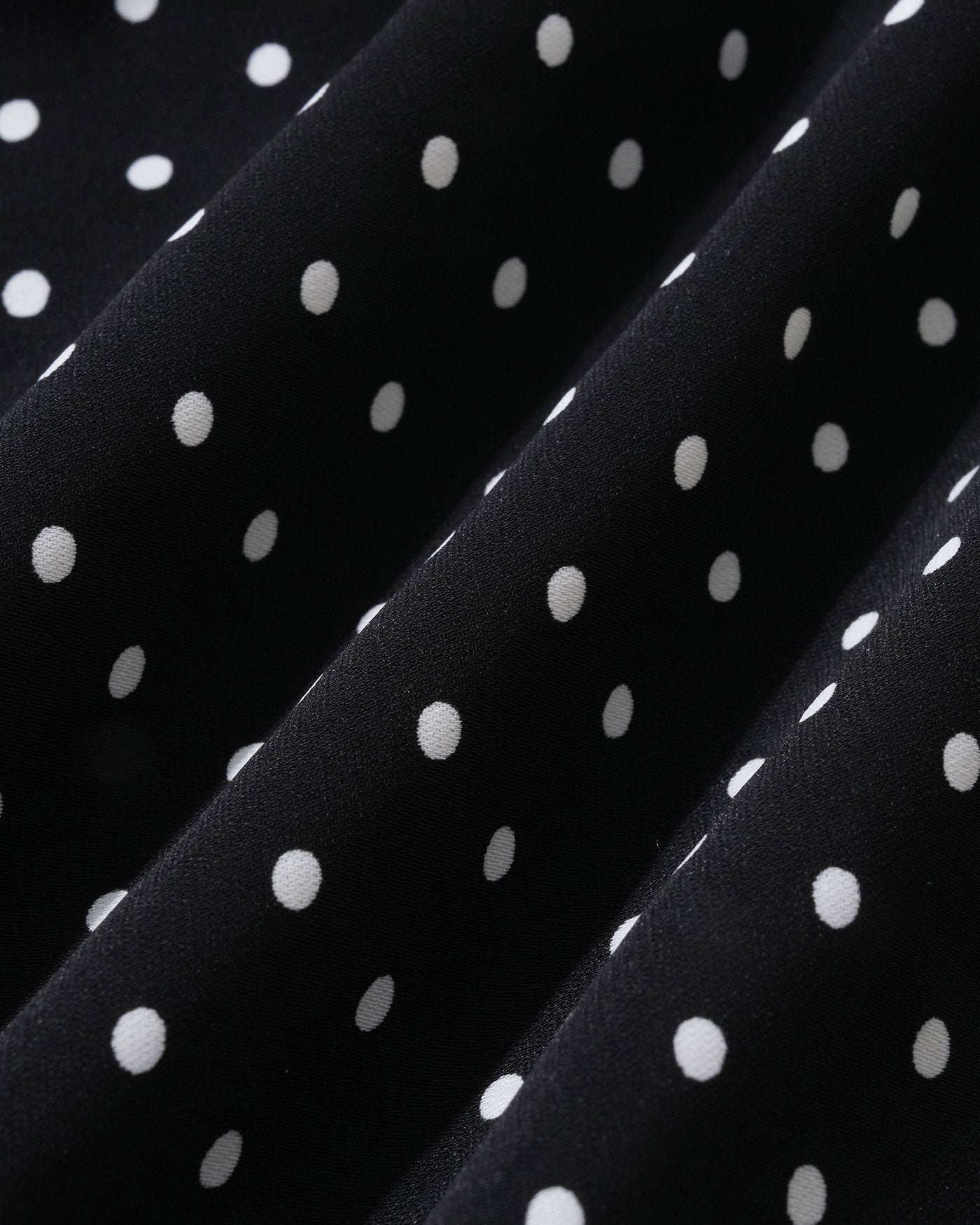 Mandarin Collar Tee with Black Polka Dots