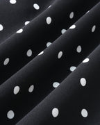 Polka Dot Midi Dress with Black Mandarin Collar