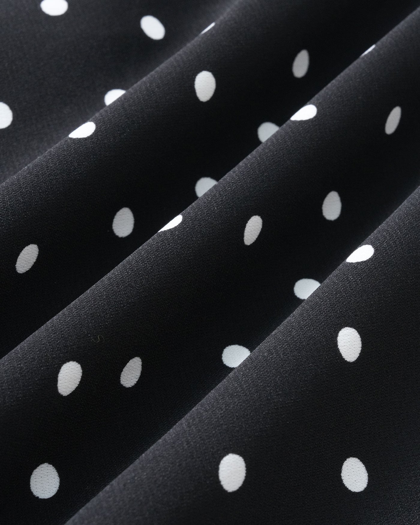 Polka Dot Midi Dress with Black Mandarin Collar