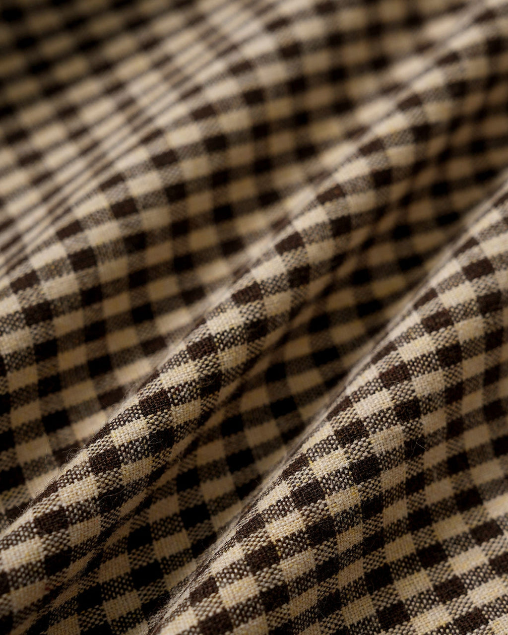Brown Checkered Puff Sleeve Top