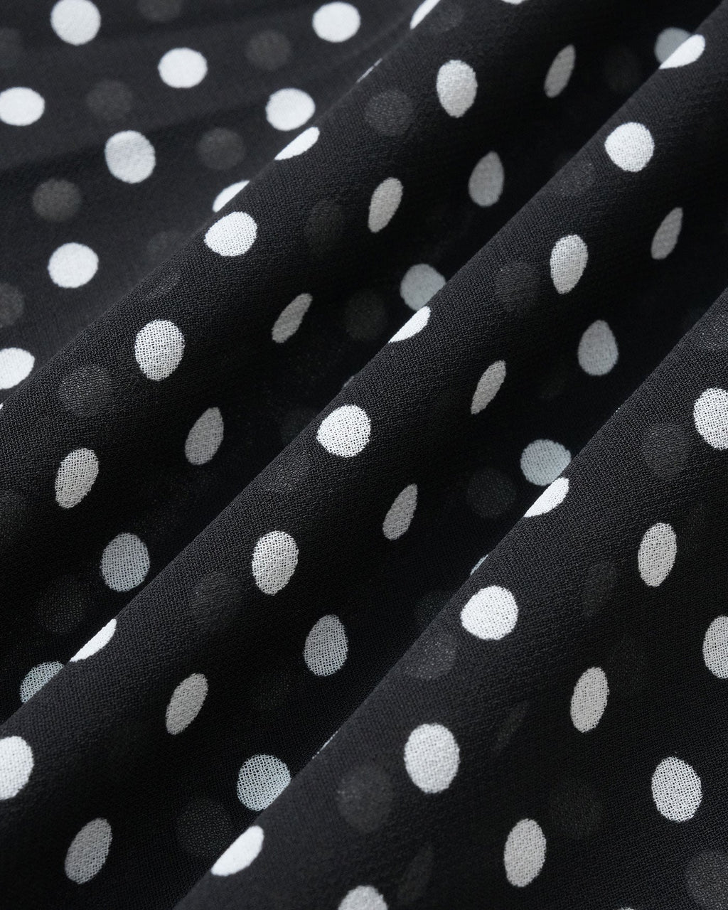 Chiffon Midi Dress with Black Polka Dots