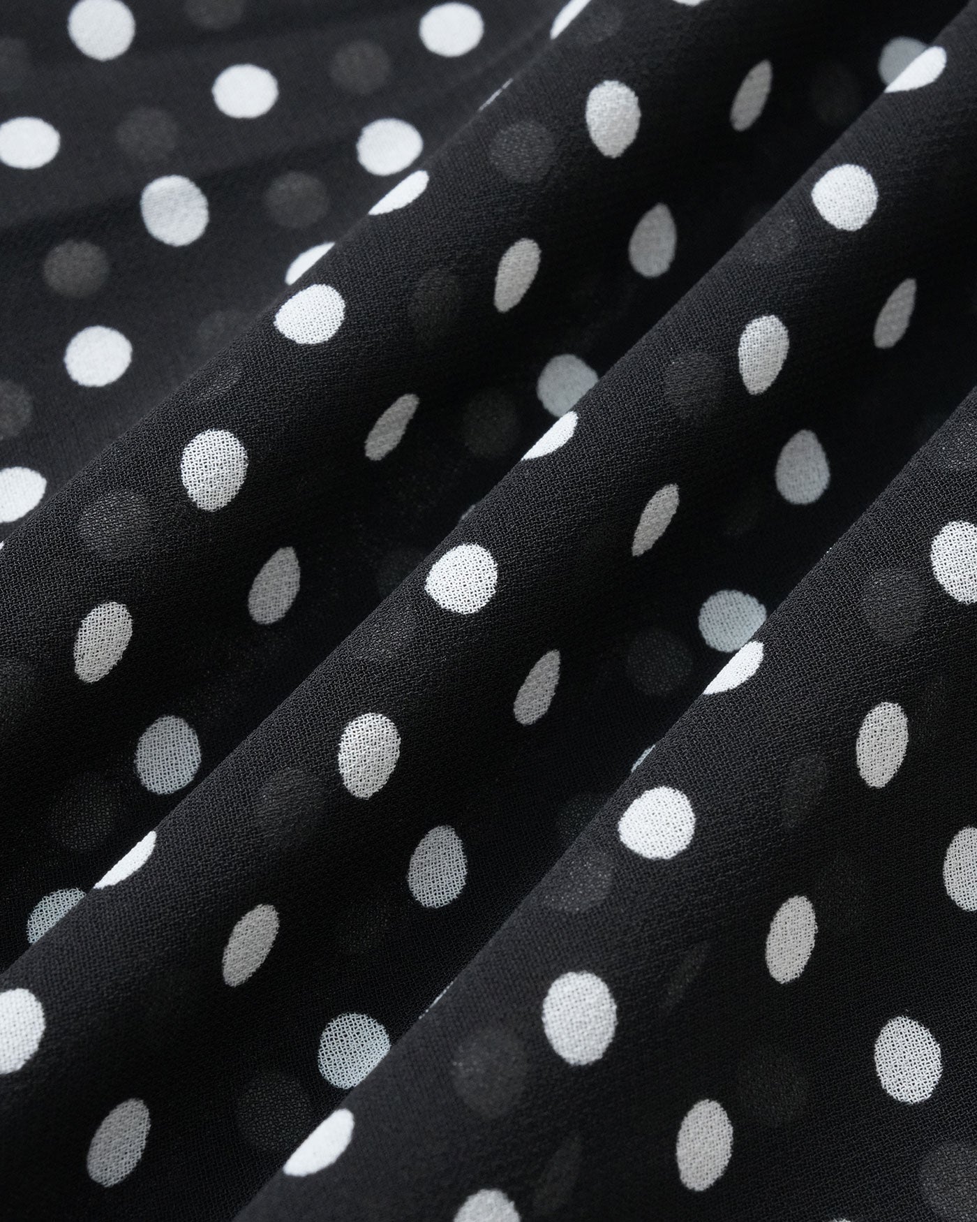 Chiffon Midi Dress with Black Polka Dots