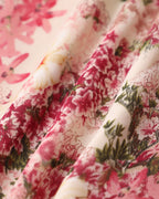 Floral Pink Midi Dress with Ruffled Tie Straps