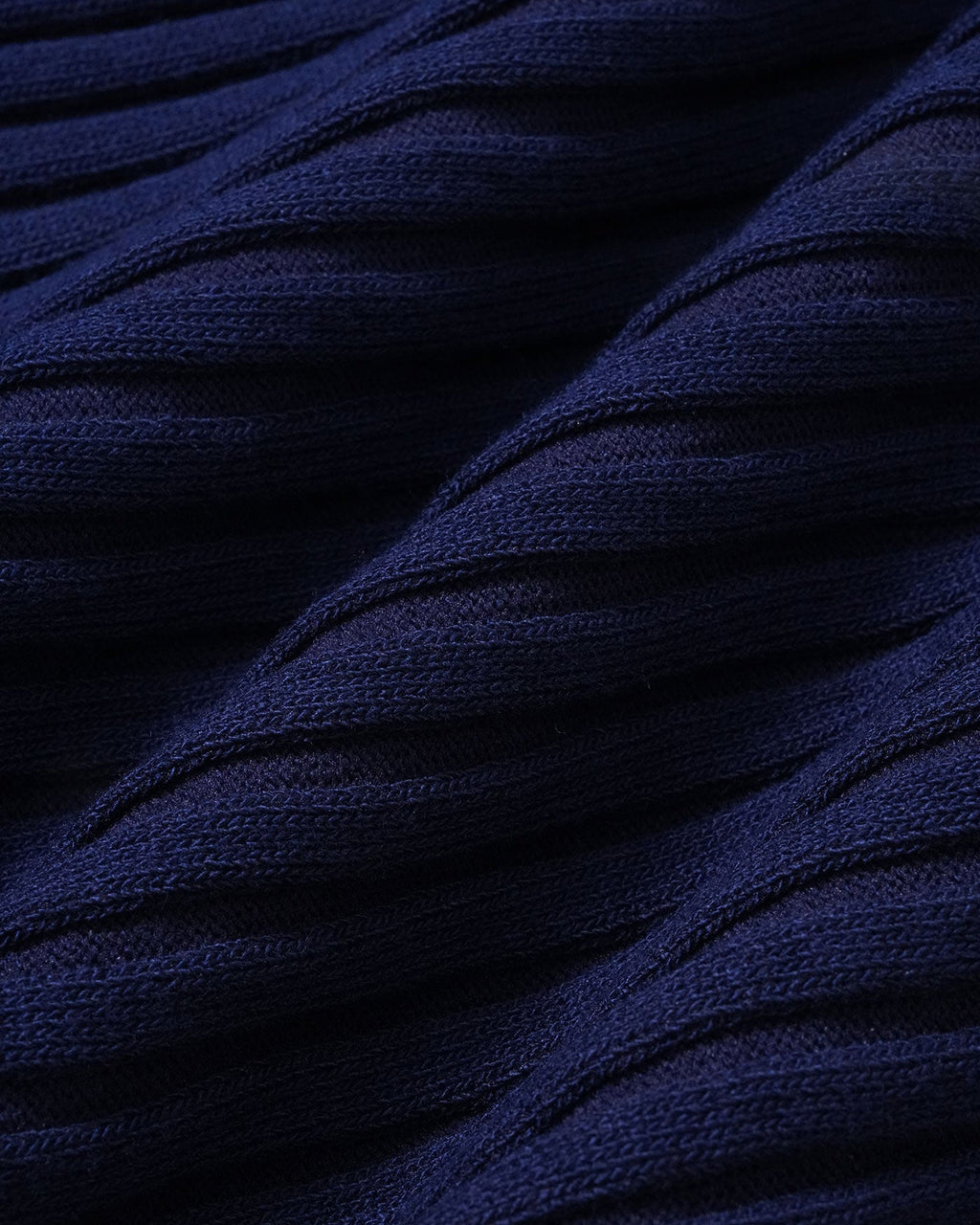 Blue Ribbed Cap Sleeve Knit Tee with Boat Neck