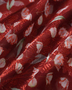 Wine Red Floral Midi Dress with Slip Design