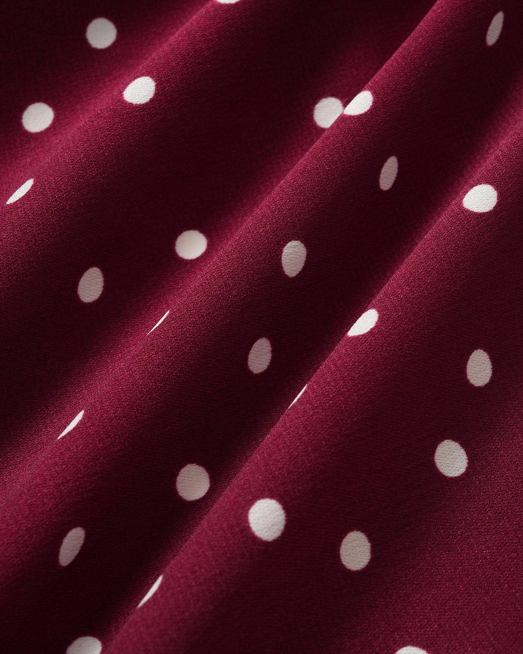V-Neck Blouse in Wine Red with Polka Dots