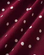 V-Neck Blouse in Wine Red with Polka Dots