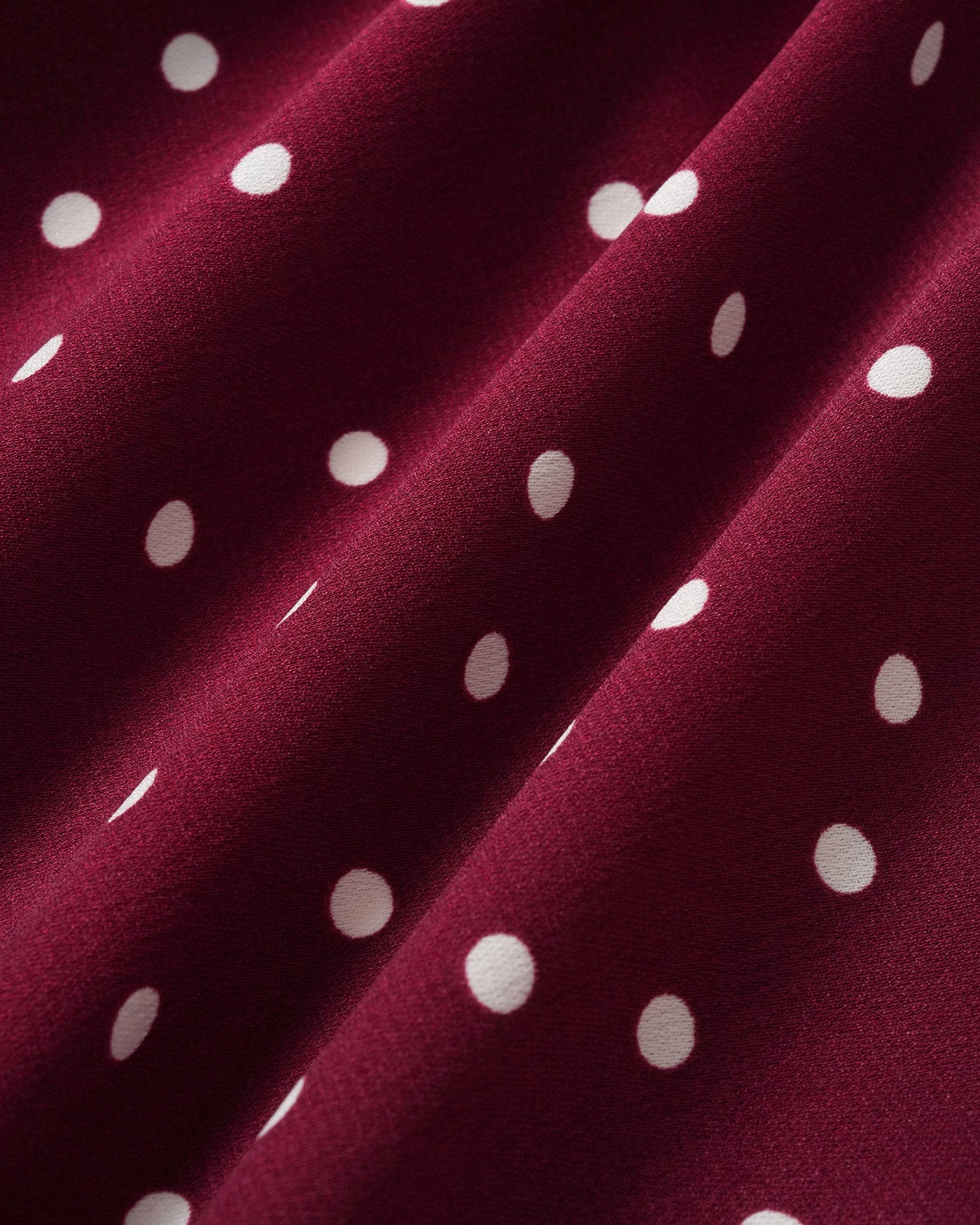 V-Neck Blouse in Wine Red with Polka Dots
