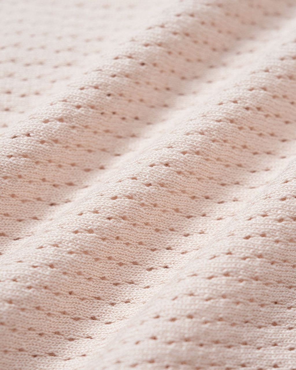 Nude V-Neck Pointelle Knit Tee with Button Details