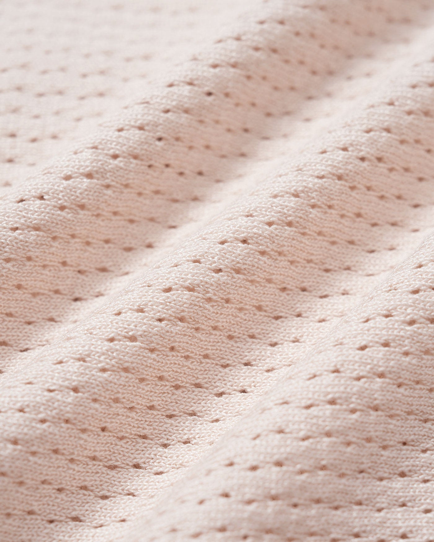 Nude V-Neck Pointelle Knit Tee with Button Details