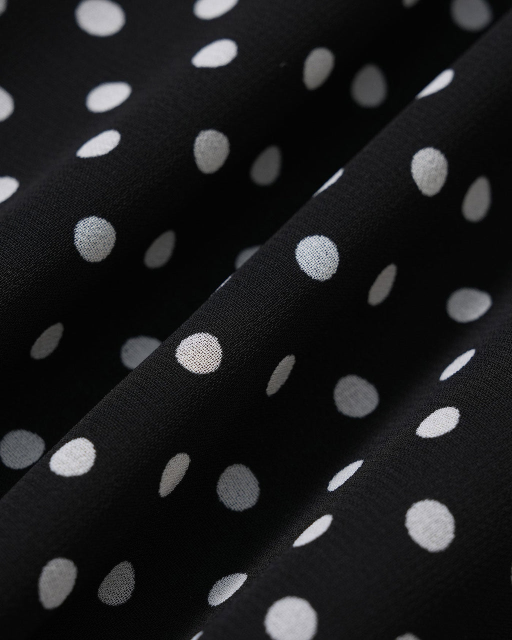 Chic Black Chiffon Mini Dress with Polka Dots