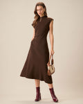Reversible Coffee-Colored Bodycon Sweater Dress