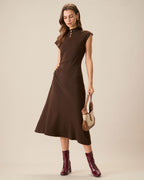 Reversible Coffee-Colored Bodycon Sweater Dress