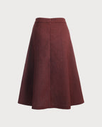 Burgundy High-Waisted Tweed Skirt