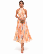 Aurora – Kleid mit Halterneck und Aquarelldruck