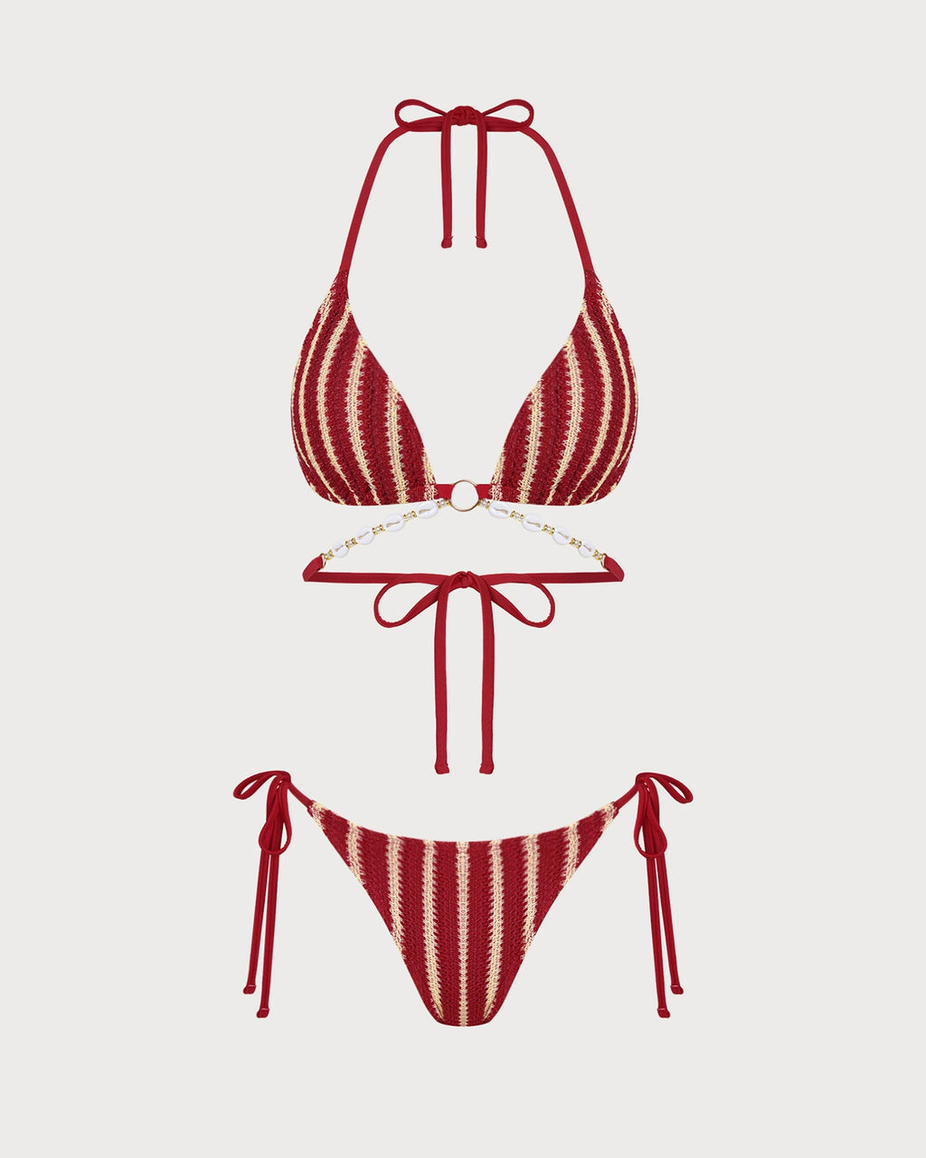 Contrasting Bikini Set with Red O-Ring Detail