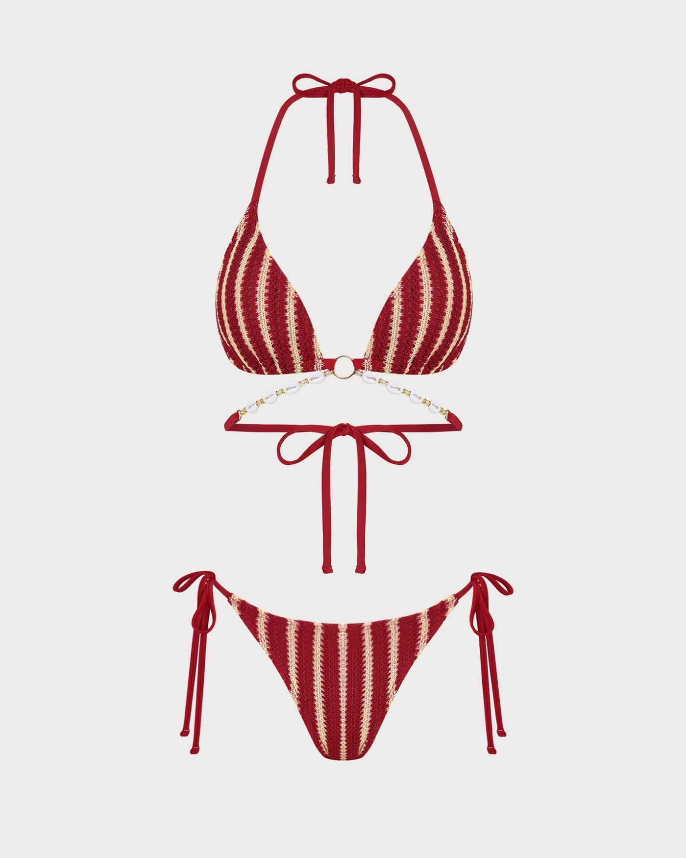Contrasting Bikini Set with Red O-Ring Detail