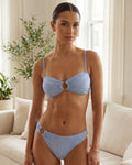 Blue Jacquard Cut-Out Bikini Set