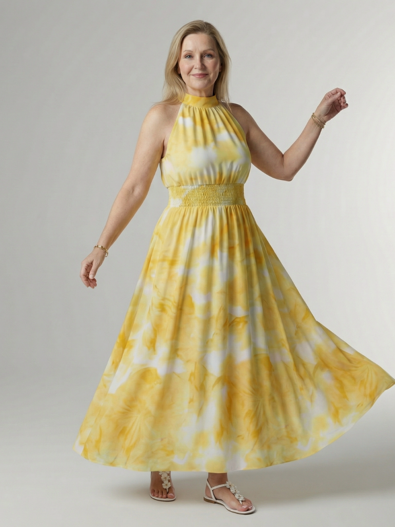 Sylin | Gathered Halter Midi Kleid
