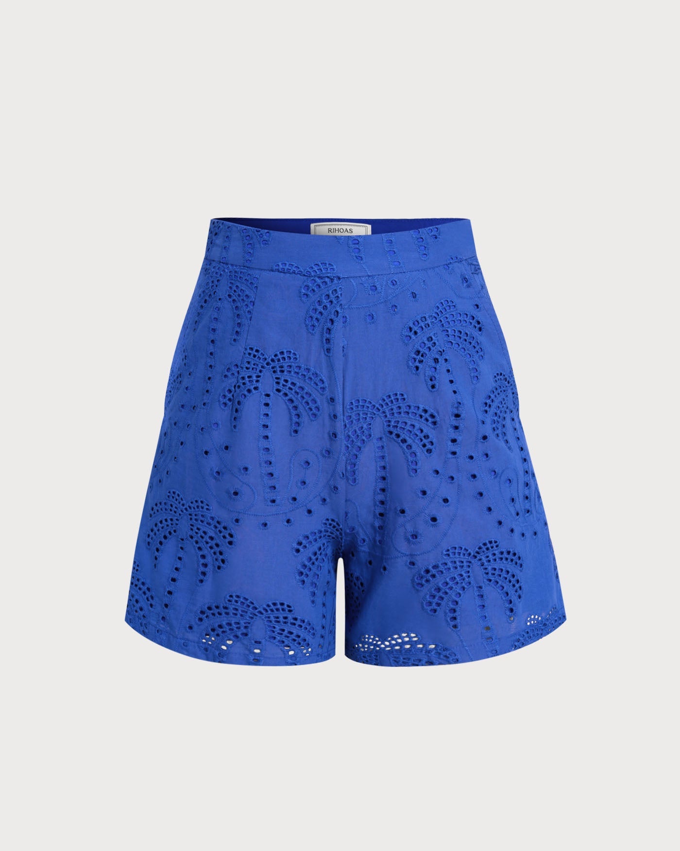 Embroidered Cotton Shorts in Blue