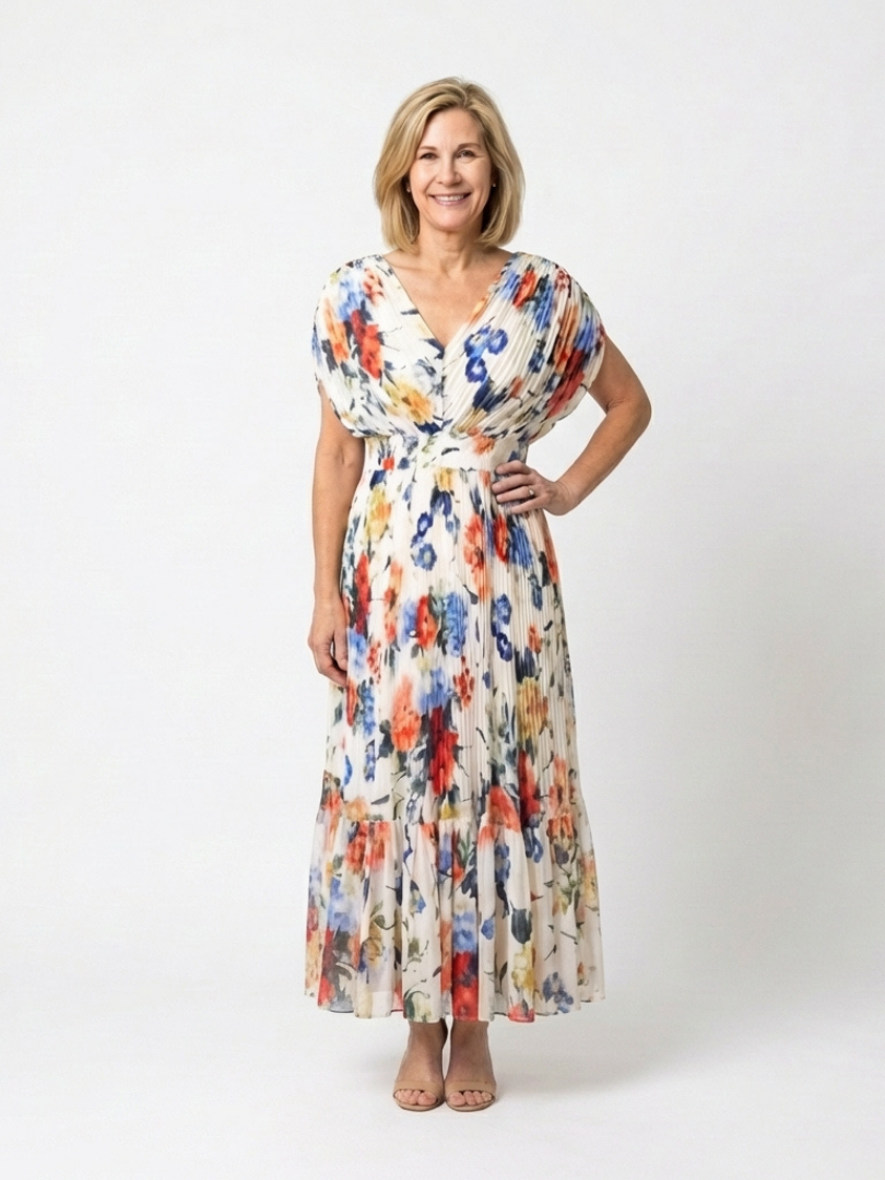 Savannah | Floral Plissierter Midi