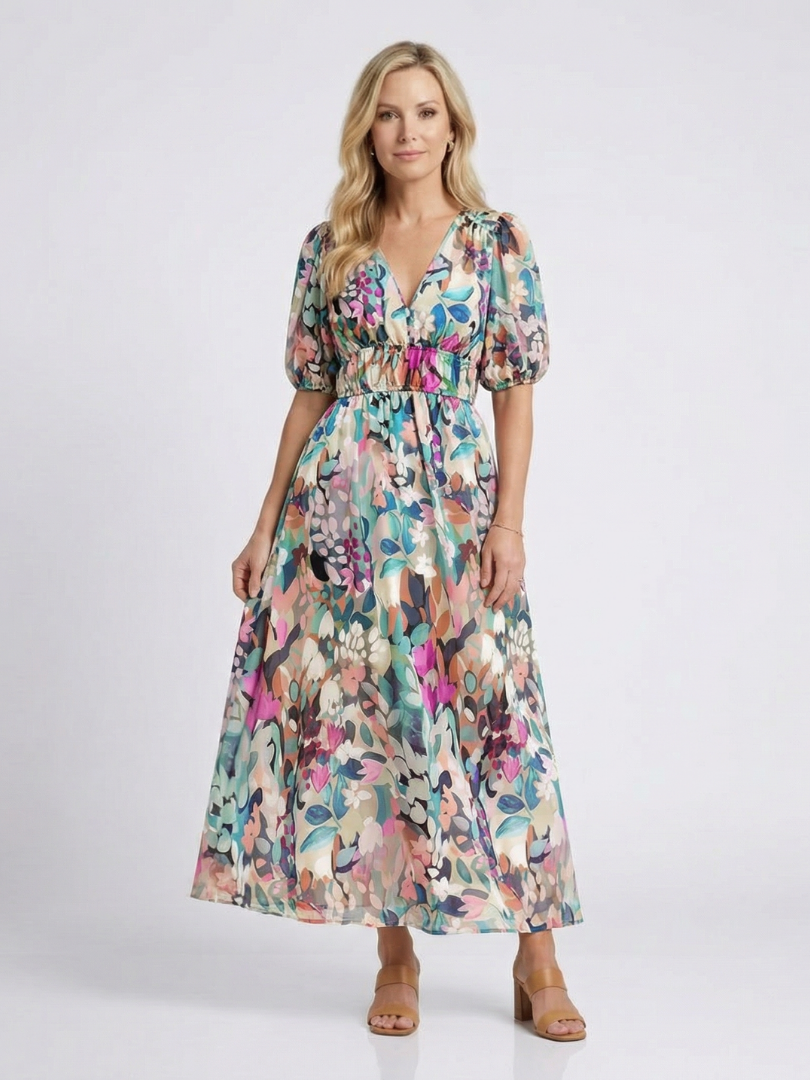 Eulalie | Blumen Midi-Kleid