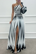 Shiloh - Elegantes Maxikleid mit Streifen und einem Schulterträger