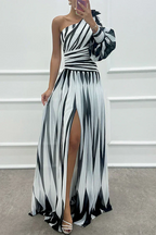 Shiloh - Elegantes Maxikleid mit Streifen und einem Schulterträger