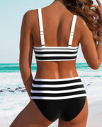Laluna® | Gestreifter Bikini mit hoher Taille