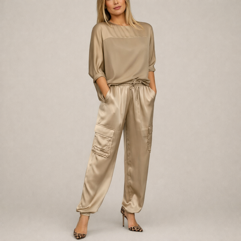 Clara | Lässiges Satin Cargo Set