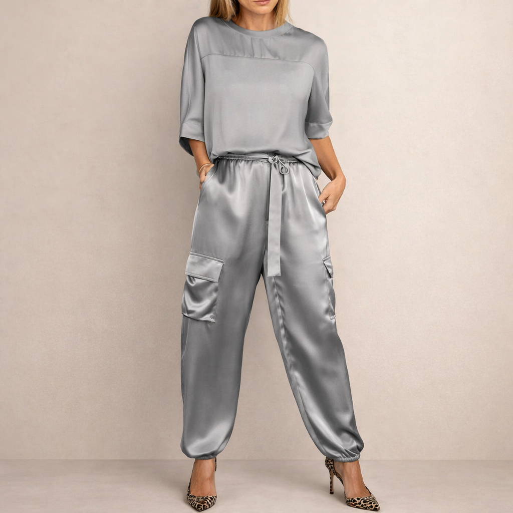 Clara | Lässiges Satin Cargo Set