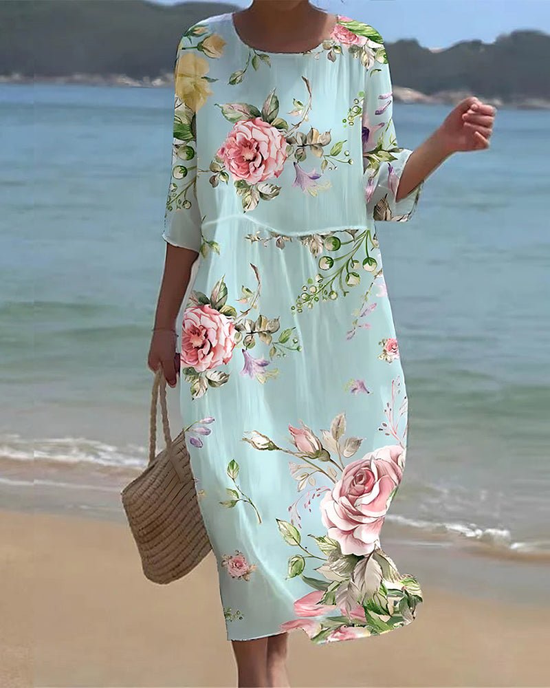 Keely | Sonnenuntergang Blumen Kleid