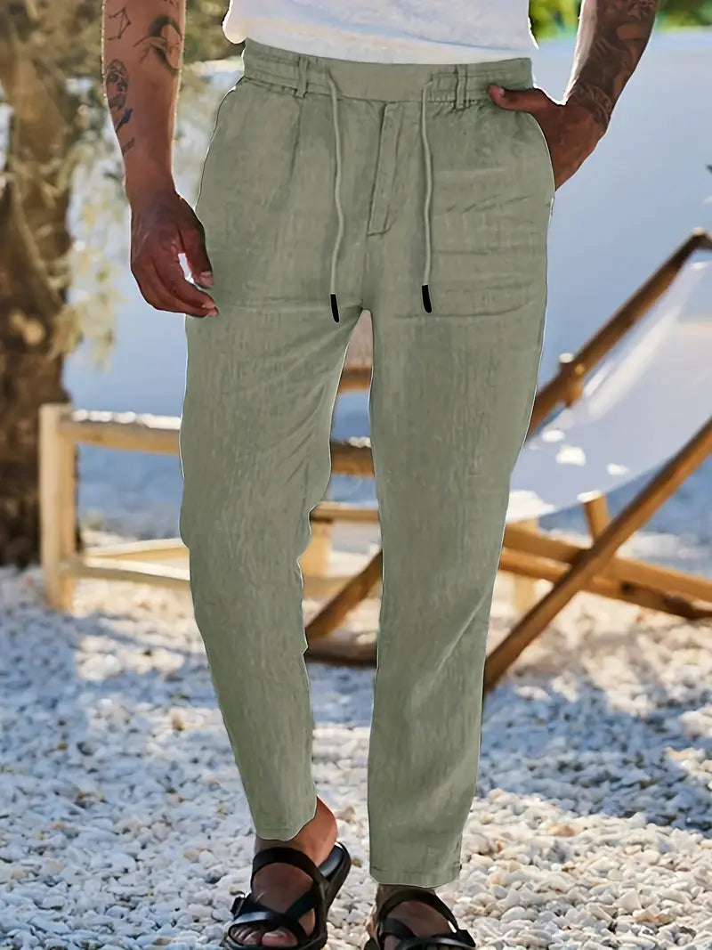 NICHOLS | WEITE LEINENHOSE MIT KORDEL