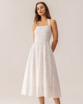 Embroidered White Halter Midi Dress
