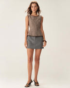 Single-Breasted Brown Plaid Vest