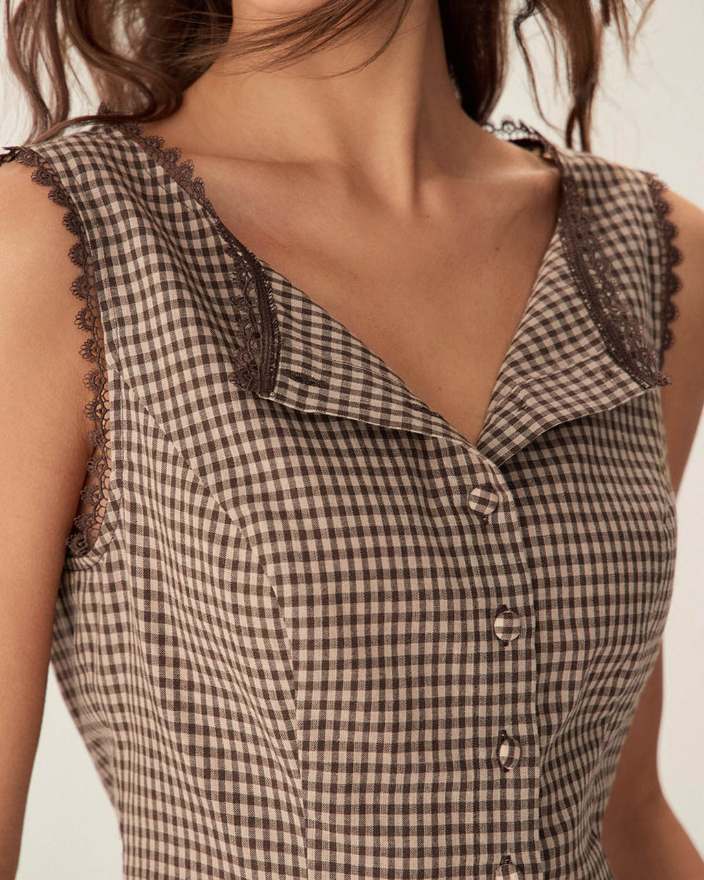 Single-Breasted Brown Plaid Vest