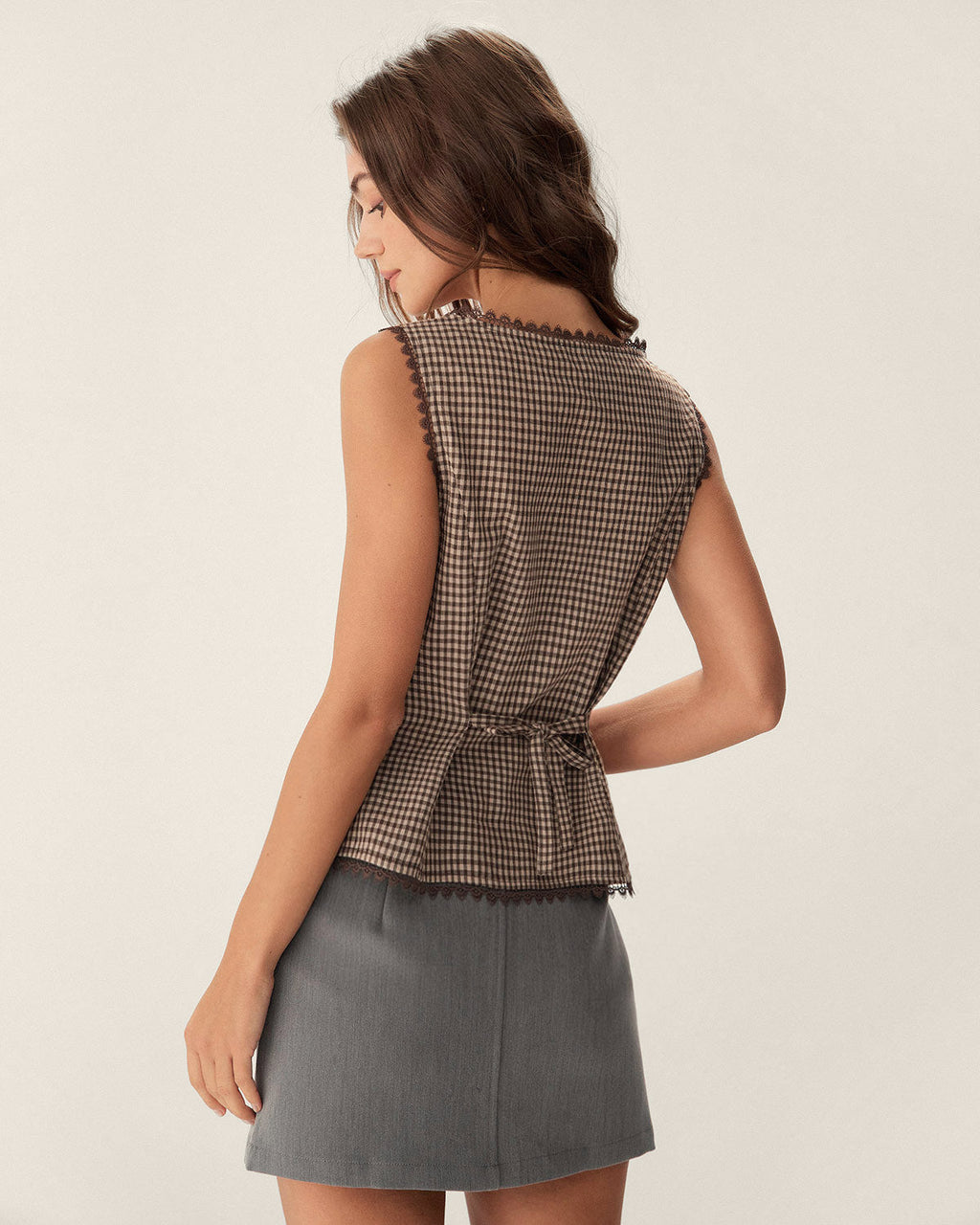 Single-Breasted Brown Plaid Vest