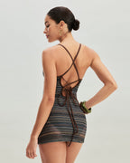 Backless Striped One-Piece Swimsuit