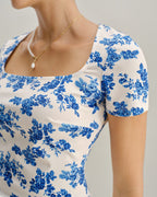 Short Sleeve T-Shirt with Blue Floral Design