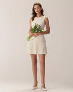 Apricot Skater Mini Dress with Round Neck