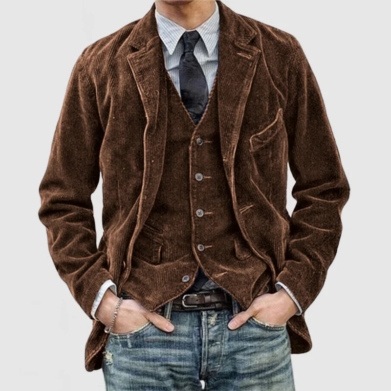 Vintage Corduroy Blazer mit Weste für Herren
